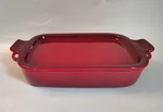 Le Creuset Stoneware Rectangular Dish With Platter Lid - Dark Red. Fixed Price $69.99.