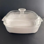 Vintage Corning Ware Plain White Microwave Baking Dish MW-A-10-B With Lid Sq. Fixed Price $30.00.