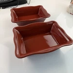 Set Of 2 Bico Beaded Bakeware Brick Red Stoneware Baking Dish 10 X 8 Scalloped. Fixed Price $27.99.