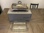 Oneida Covered Bake And Serve Silverplate With Ovenware Glass Liner 2 Qt Fs. Fixed Price $50.00.