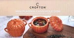 New Crofton Ceramic 2-PACK Mini Orange Pumpkin Casserole Dish- 0.4 Qt Each. Fixed Price $24.99.