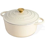 Nuovva Enamelled Cast Iron Dutch Oven Pot With Lid 6.4-QUART Deep, Cream. Fixed Price $98.78.