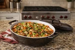 Guy Fieri Metallic Glazed Oval Stoneware Covered 14.75" Casserole Dish. Fixed Price $23.80.