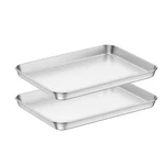 Stainless Steel Baking Sheets Set 2-PIECE Cookie Tray Pans For Toaster Oven. Fixed Price $26.23.