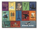 Pan Airlines Euro Stamps Tin Metal Sign Man Cave Garage Decor 12.5 X 16. Fixed Price $15.00.