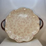 Temp-tations Brown Floral Lace Handled Platter Serving Tray Temptations 13"DIA. Fixed Price $34.95.