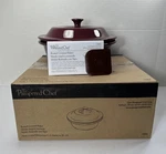 Pampered Chef Round Covered Baker 1364 Cranberry Stone. Fixed Price $79.99.