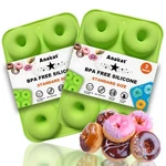 Anaeat 2 Pack Donut Pan Silicone Baking Mold, Just M, Green - Standard Size. Fixed Price $10.52.