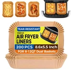 Air Fryer Liners Disposable For Dual Baskets, 200PCS Rectangle Parchment Pape.... Fixed Price $24.98.