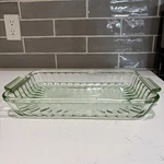 Vtg Martha Stewart Everyday Mse 9"X 13" Green Ribbed Casserole Qt Dish Usa. Fixed Price $27.99.