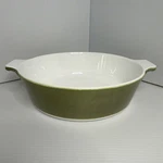 Vintage Corning Ware Qt Green White Round Ceramic Casserole Dish P-701-B. Fixed Price $11.99.