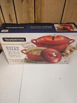 Tramontina Enameled Cast Iron Round Dutch Oven 2 Pans 7 Qt & 4 - Red Nib. Fixed Price $79.95.