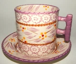 Temptations Temp-tations Tara Old World Pink Cranberry Coffee Mug Cup & Saucer. Fixed Price $25.00.