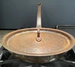 Vtg # 24 Matfer Bourgeat Copper 10 Saut Skillet Pan & Lid Brass Handle France. Fixed Price $375.00.