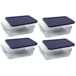 Glass 6-CUP Dish & Dark Blue Lid Set 4 Pack. Fixed Price $90.99.