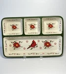 Temp-tations By Tara Cardinal & Poinsettia Serving Condiment Tray Dish Seasonal. Fixed Price $26.50.