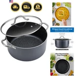 12 Quart Cooking Pot, Large Non Stick Induction Stock Pots With Lid, All Stov.... Fixed Price $115.61.