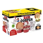 Bulbhead (10824) Red Pc Copper-infused Ceramic Non-stick Cookware Set. Fixed Price $94.99.