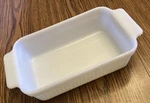 Vtg Anchor Hocking Fire Milk Glass 1QT Loaf Pan / Casserole Dish #1409 Usa. Fixed Price $8.50.