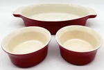 Bialetti Stoneware Baking Dish Set Red (2) - 4OZ (1) Qt Oven Table Serve. Fixed Price $23.95.