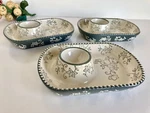 3 Temp-tations Temptations Gray Floral Lace Snack Chip Dip Trays BT5-422179. Fixed Price $39.99.