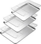 Baking With Cooling Rack Set Of 6, 3 Premium Stainless Steel Cookie Sheets. Fixed Price $30.85.