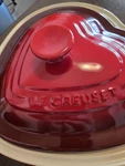 Creuset Stoneware 2-QUART Heart Casserole With Lid Cerise Red. Fixed Price $155.00.
