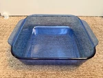 Vintage Pyrex 222-R Cobalt Blue Qt. Glass Casserole Dish 8X8X2". Fixed Price $24.95.