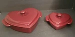 Set Of Chantal Stoneware Casserole Heart 93-HCSH23 & 93-HCSH16 Burgundy Dish. Fixed Price $49.95.