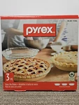 Pyrex Pie Plates 3 Pk Glass 9.5 1.5 Inches Freezer Oven Safe / New. Fixed Price $22.95.