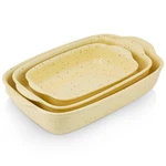 Krokori Casserole Dish Set Of 3,CERAMIC Bakeware For Oven,rectangular Yellow. Fixed Price $81.83.