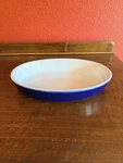 Emile Henry France Blue And White Oval Baking Dish Au Gratin 3/4" X 8.5". Fixed Price $18.00.