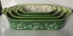 Temptations By Tara Green Bake Travel Set W/lids, Carrier, Display Racks, Mitts. Fixed Price $134.99.