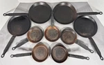 French Carbon Steel Pan Lot 12, 18, 20 Dehillerin Matfer 9 Pc Pierre Chambrin. Fixed Price $589.87.