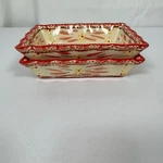 Temp-tations Old World Red Ceramic 0.5 Qt Small Rectangular Bakers Set Of 2. Fixed Price $28.00.