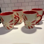 4 Temp-tations Old World Vivid Red Flower Coffee Tea Mugs Cups Temptations Tara. Fixed Price $45.00.