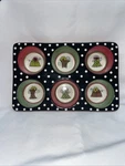 Pier Christmas Ceramic Six Sectioned Ovenware Muffin Pan, 11-1/2" 7-1/2". Fixed Price $21.99.