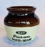 & Brick-oven Baked Beans Stoneware Pot Vintage Burnham Morrill Advertising. Fixed Price $9.99.