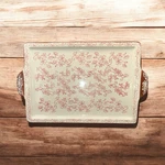 Temp-tations By Tara Floral Lace Red Ovenware 15 Serve Platter KFI-XNG-797376. Fixed Price $34.97.