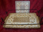 Temptations Old World Brown/cream Serving Tray Baking Dish 15.5"X8.5 Carrier. Fixed Price $22.00.