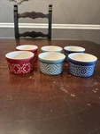 Set Of 6 Cordon Bleu Bia Porcelain Ramekins 3.5 Souffle, Custard Red Blue Green. Fixed Price $33.00.