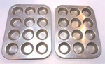 Pair Vintage 1970'S Classic Aluminum Mini Muffin Cupcake Tart 12 Hole 8X10 Pans. Fixed Price $20.00.