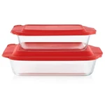 Pyrex Deep 4PC Glass Bakeware Set: Clear Baking Dishes With Lids, Dishwasher. Fixed Price $41.99.