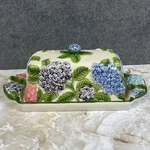Temptations Figural Floral Hydrangea Ceramic Butter Dish By Tara 855679. Fixed Price $25.00.