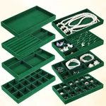 Dimeho Set Of 8 Stackable Jewelry Trays Velvet Organizer Display Case.... Fixed Price $25.28.