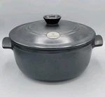 Emile Henry France Flame Round Stewpot Dutch Oven, 5 Quart Ceramic Charcoal. Fixed Price $199.00.