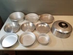 Lot Of 10 Wilton Aluminum Round Cake Pans & Vintage Dome Cover, Nesting Tiers. Fixed Price $49.99.