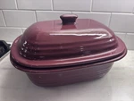 Pampered Chef Cranberry Deep Covered Baker Casserole Stoneware Dish 3.1 QT/3L. Fixed Price $44.95.
