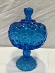 Le Smith Stunning Blue Glass Moon & Star Covered Compote Candy Dish. Fixed Price $74.99.
