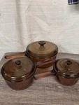 Vintage Visions Cookware Amber Glass Set Pans Lids 6P Corningware Pyrex. Fixed Price $84.15.